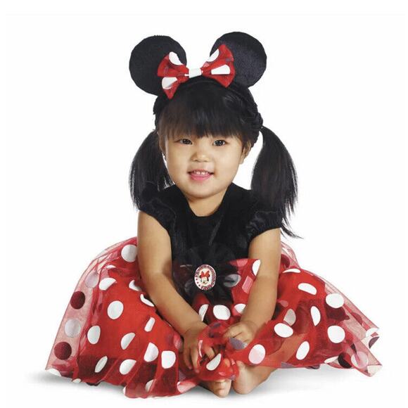 Halloween Disney Baby 2pc Red Minnie Mouse Infant Costume Disguise Sz 12-18 Mo - Picture 2 of 8